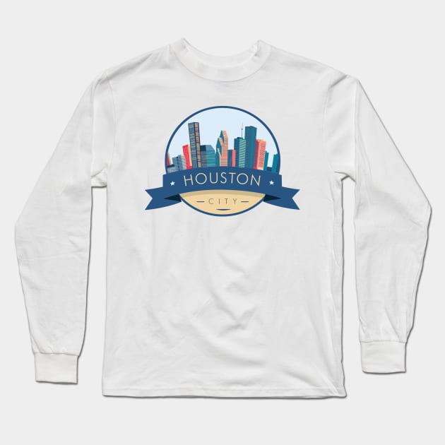 Houston City Landscape Long Sleeve T-Shirt by LR_Collections